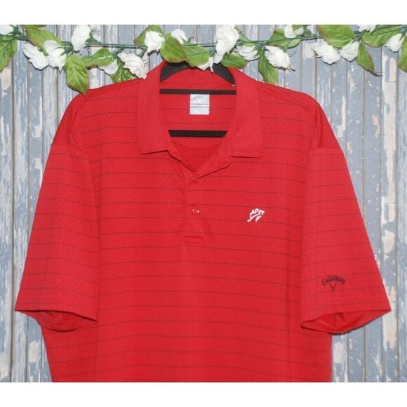 Callaway Golf Men's XL Red Striped Polo Shirt Dri-Fit Short Sleeve Wicking Athle - Picture 2 of 8